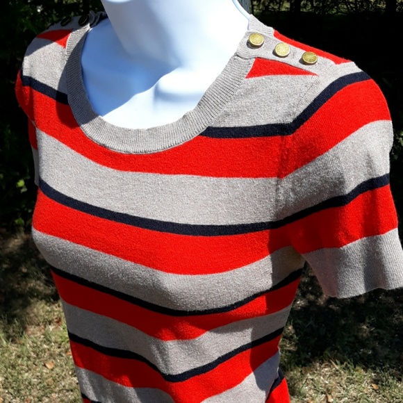 ✅Orange, Black, & Tan Striped Shirt by Loft - Picture 2 of 8